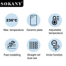SOKANY 15016 Pelurus Rambut Keramik Multifungsi, Dapat Digunakan Basah & Kering, Lurus & Keriting 2-in-1, Suhu Dapat Diatur 150-230℃, Pemanasan Cepat PTC, Kabel Berputar 360°, Cocok Untuk Penggunaan di Rumah dan Salon Rambut - Hitam - View 2