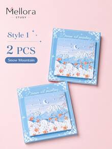 2PCS Selectable Oil Painting Landscape Self-Adhesive Sticky Notes, 30 Sheets Per Pad Removable Scenery Memo Paper For Household Office Document Marking & Daily Journal Annotation - Multiple Styles - View 11