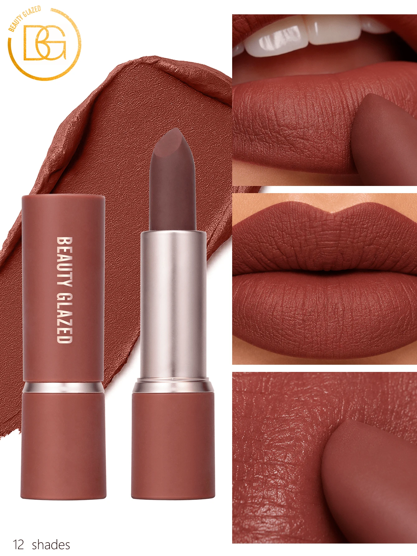 beauty glazed Set de Labiales Mate, Color Nude, Hidratante, de Larga Duración, Caja de Regalo Cosmética Resistente al Agua - #109 - Ver 1