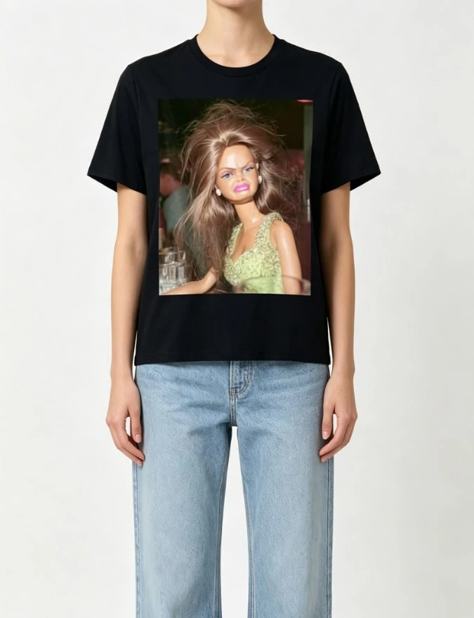 Women's Vintage Spring-Summer Collection Round Neck Funny Print Versatile T-Shirt, Suitable For Shopping Trips, Dates And Summer Holidays. - Style 4 - 查看 1
