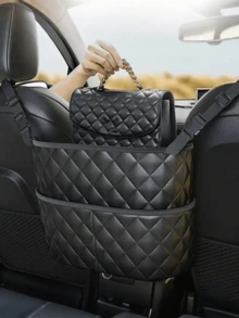 Organizador de almacenamiento de asiento de coche de cuero PU con estilo de bolso, estante de almacenamiento ordenado adecuado para mujeres - A - Ver 2