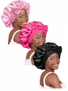 This Silky Stretch Satin Sleep Cap For Men Adopts Wide Elastic Band For Snug Comfy Fit. It Effectively Protects Hair While Sleeping And Works As A Practical Accessory For Daily Hair Styling And Care. - Multicolor - View 2