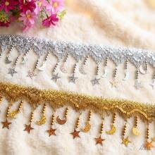 1 Yards 8cm Star Gold Pendant Lace Tassel Sewing Rhinestones Lace Diy Accessories Jewelry Materials Fringe Tassels Fabric Decoration Pendant Accessories - Multicolor - View 1