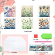 6pcs Diamond Painting Kit Greeting Cards With Flower, Shell, Dandelion, Mushroom House Patterns, Paper Material With Partial Mosaic Craft, For Atmospheric Decoration, New Year And Thanksgiving Message Cards - 6Pcs - View 9