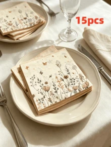 10pcs/40pcs/60pcs/100pcs Vintage Wildflower Butterfly Paper Napkins, Floral Pattern Disposable Cocktail Napkins, Pink Flower & Bee Print Decorative Napkins, Suitable For Wedding, Bridal Shower, Tea Party, Birthday Table Decor, Thickened Disposable Decorative Paper Napkins - Multicolor - View 7