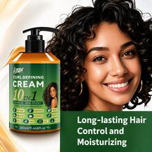Creme Modelador de Cachos 10 em 1 - 9,46 Oz. Contém Alecrim, Óleo de Butternut, Óleo de Rícino e Outros Ingredientes Nutritivos, Controla Efetivamente o Frizz, Hidrata e Modela os Cabelos, Proporciona Fixação Elástica Duradoura. Adequado para Cabelos Ondulados e Cacheados: Volumizador, Hidratante, Brilhante, Elástico, Uma Escolha Ideal para Modelagem Diária - Traje formal - Visão 10