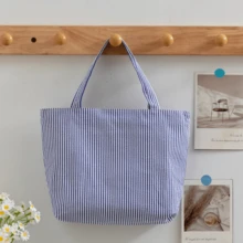 1pc Customized Name Striped Bubble Tote Bag, Personalized Summer Vacation Handbag, Pink & Blue Color Scheme Summer Beach Bag, Unique Gift For Girls, Mini Travel Handbag - Multicolor - View 13