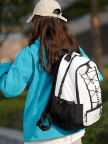 CAMEL CROWN 32L Large Capacity Backpack, Lightweight Outdoor Backpack, Suitable For Short Trips, Daily Commute, Hiking And Mountaineering - Off-white/Black - View 3