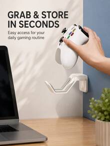 Universal Headphone Stand/Game Controller Stand, Multi-Function Self-Adhesive Plastic Wall Hook, Compatible With Switch And Game Controllers, Gaming Headphone Stand, Easy Install Self-Adhesive Desktop/Bedside/Sofa Mount - View 2