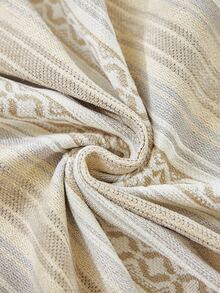 1pc Bohemian Style Striped Tassel Sofa Cover, Neutral Beige Woven Sofa Throw Blanket, Vintage Geometric Pattern Furniture Slipcover, Living Room Decor - Khaki - View 2
