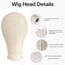 Adjustable Wig Stand 22 Inch Adjustable Reinforced Wig Stand With Canvas Mannequin Head | For Wigs, Cosmetology, Manikin Head Set - Beige - View 3