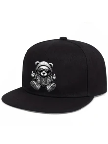 1件/2件裝 Cool Bear 個性化圖案印花中性平帽簷嘻哈棒球帽與斜跨包，街頭時尚戶外運動棒球帽平帽簷帽子與包，可調節，適合日常穿著與禮物 - 彩色 - 查看 6