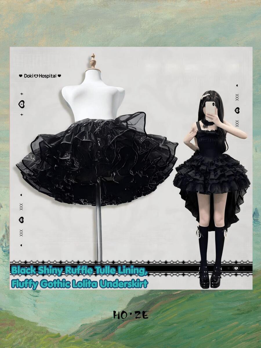 1 pc Rok Dalam Puff Lolita Mesh Berlapis Bulu 45 cm, Kostum Natal, Serbaguna untuk Pertunjukan Panggung - beraneka warna - View 1