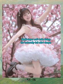 1 pc Rok Dalam Puff Lolita Mesh Berlapis Bulu 45 cm, Kostum Natal, Serbaguna untuk Pertunjukan Panggung - beraneka warna - View 5