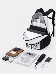 CAMEL CROWN 32L Large Capacity Backpack, Lightweight Outdoor Backpack, Suitable For Short Trips, Daily Commute, Hiking And Mountaineering - Off-white/Black - View 4