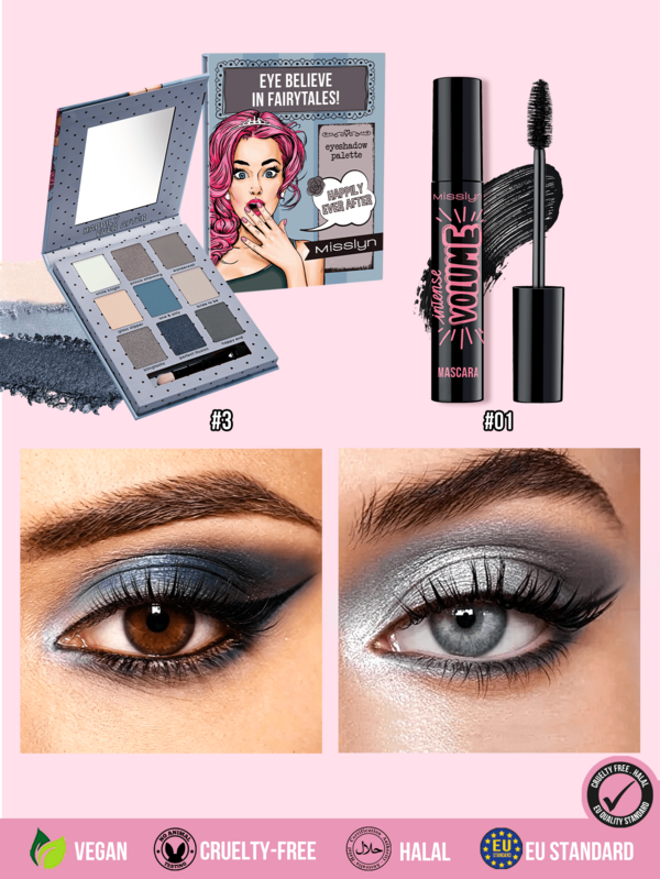 Misslyn 2PCS Mascara&Eyeshadow Sets,High Pigmented For Natural Inspired Matte Eyes Look,Volumizing,Lengthening,Defining,Curling,Eye Comestic,Water And Smudge-Proof,For Back-To-School, Music Day, Daily Natural Look, For Girls&Women,Gift For Graduation