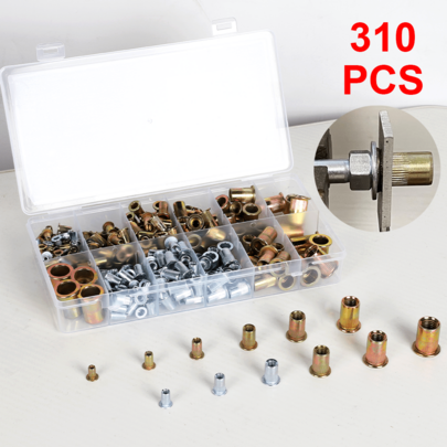 Lislark 310pcs Stainless Steel Metric Locking Nuts Kit, Stainless Steel Nuts And Bolts, Lock Nut M3 M4 M5 M6 M8 M10 M12 For Lock Washers, Polished Finish, Corrosion-Resistant, Avoids Loosening Of Bolts In Harsh Environments, As Vibration And Impact.