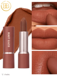 beauty glazed Set de Lápiz Labial Mate, Color Nude, Hidratante, de Larga Duración, Caja de Regalo Cosmético Resistente al Agua - #107 - Ver 1