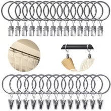 6/9/12/15/18/20Pcs Silver Curtain Rings With Clips, Inner Diameter 2.5cm/0.98inch, Multi-Functional Hooks For Hanging Curtains, Bows And Hats, Suitable For Various Rod Sizes, Perfect For Home Decor - Multicolor - View 6