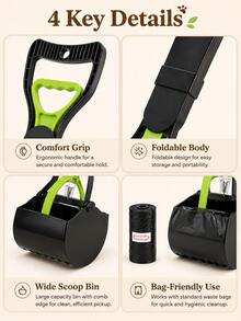 This Foldable Pet Poop Scooper Is Available In Multiple Colors, Allows You To Clean Up Pet Waste Without Bending Over, Frees Your Hands, Suitable For Backyard Lawns, Outdoor Walks And Daily Pet Cleaning - Multicolor - View 10