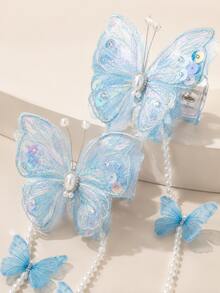 2pcs Fairy Butterfly Pearl Hair Clips, Daily Matching Dopamine Hair Accessories - View 6