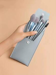 Juego de 8 piezas de brochas de maquillaje con estuche de almacenamiento portátil, brochas profesionales para rubor, iluminador, sombra de ojos, base, corrector, cejas, adecuado para principiantes, color aleatorio.Temporada de vuelta a la escuela(La información de la imagen es solo de referencia. Por favor, consulte) - Multicolor - Ver 12