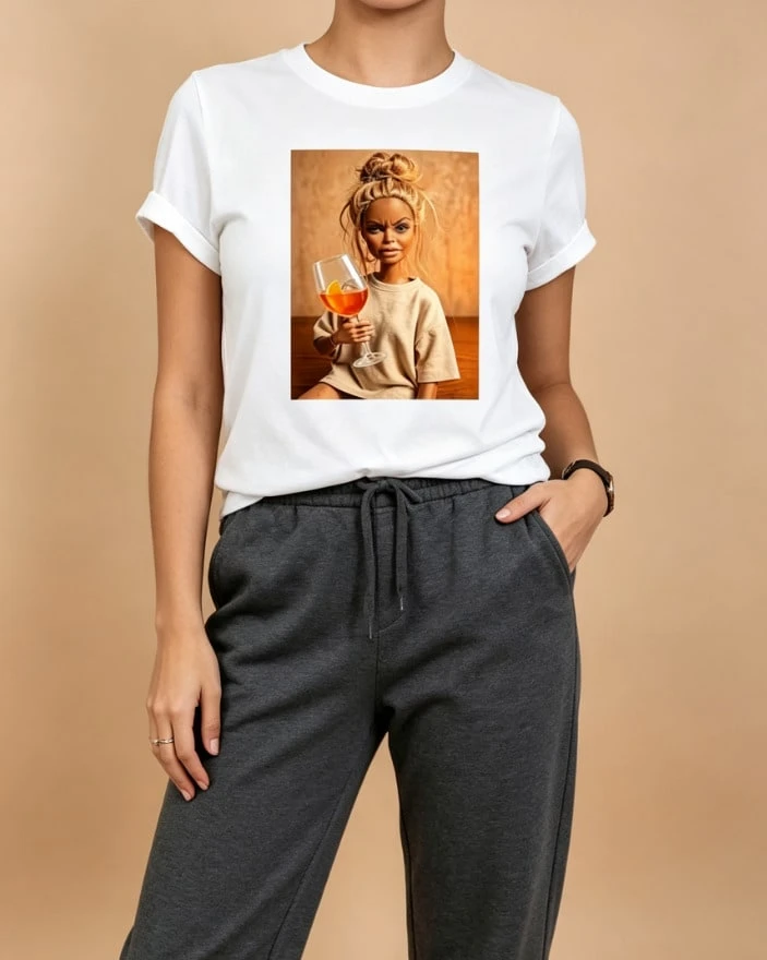 Women's Vintage Spring-Summer Collection Round Neck Funny Print Versatile T-Shirt, Suitable For Shopping Trips, Dates And Summer Holidays. - style 1 - 查看 1