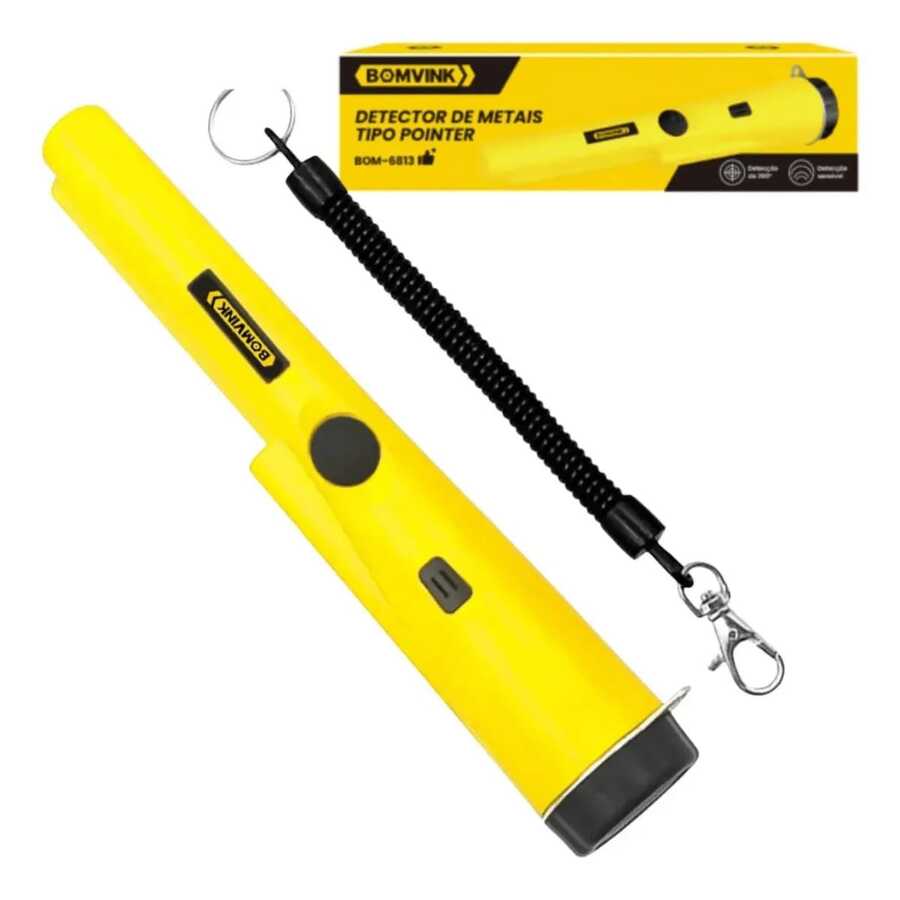 Detector De Metais Portátil Tipo Pointer com Gancho e Capa - Amarelo - Visão 1