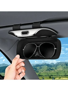 Portable Car Glasses Case, Universal Car Sun Visor Glasses Holder, Button Switch, Suitable For All Glasses Storage, 3 Colors Available - A - View 3
