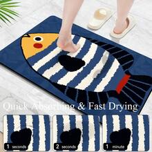 1pc Printed Bathroom Mat, Quick-Dry, Absorbent, Non-Slip Diatomaceous Earth Bathroom Rug, Door Mat, Bathroom Decor, Suitable For Entrance, Kitchen, Balcony, Bathroom, Oval Shaped Mat, Easy To Clean, Universal Holiday Decoration - Multicolor - View 8