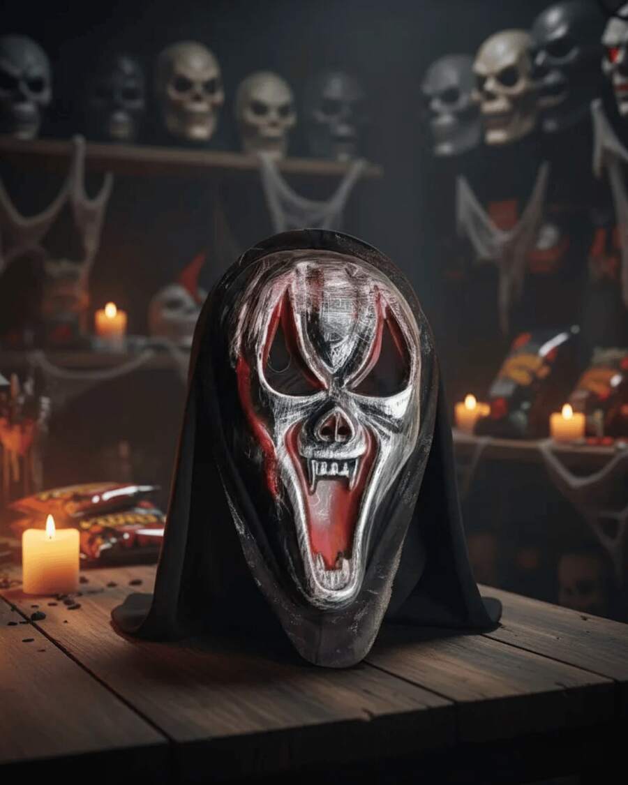 Cosplay de Halloween + Máscara Caveira Vampiro Monstro Pânico Terror Fantasia - Vampiro prata - Visão 1