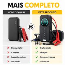 Calibrador Compressor de Ar Portátil Bomba Elétrica 12V 110V 220V Automática para Carro Moto Bicicleta Veicular Pneus Chupeta - A - Visão 8