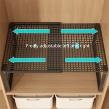 Heavy-Duty Adjustable And Expandable Wardrobe Storage Rack-Space-Saving Stackable Metal Storage Rack, Polished Treatment, Kitchen, Bedroom, Desk Storage Rack, Storage Rack, Sundry Rack, Storage Rack, Kitchen Rack, Kitchen Storage Rack, Carbon Steel - View 4