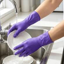 4/50/100pcs Deep Purple Heavy Duty Nitrile Gloves, Elastic Ambidextrous, Anti-Slip Textured Fingertips, Suitable For Home, Beauty Care And Daily Use, Bagged - Dark Purple - View 3