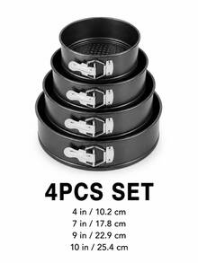 Powcan Non-Stick Round Springform Cake Pan, Silver Quick-Release Cheesecake Baking Mold, Detachable Bottom Baking Mold, Available In Single Size And 4-Piece Set, Suitable For Layer Cakes, Mousse, Pizza, Birthday Parties And Home Baking - View 9