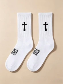 1/3/6 Pairs Cross Pattern Boat Socks, Women's Socks, Autumn/Winter - Multicolor - View 19