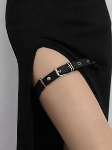1 buah Aksesori Perhiasan Rantai Kaki Kulit Anti Selip Gaya Punk Gelap Seksi Lolita - Hitam - View 5