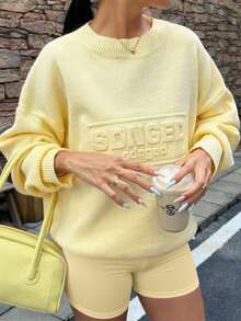 Women's Comfortable Versatile Loose Long Sleeve New Style Hot Girl Pullover Sweater Fall - Butter Yellow - View 2
