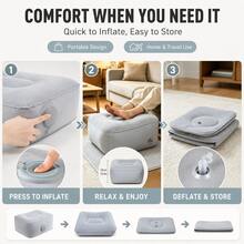 1pc New Inflatable Footrest, Portable Leg Support Pillow, Economy Class Footrest, Suitable For Home Office Desk, Outdoor And Car Use, Built-In Air Pump, Soft Flocked Portable Footstool, Suitable For Sofa, Home, Office, Dorm And Travel. - Multicolor - View 2
