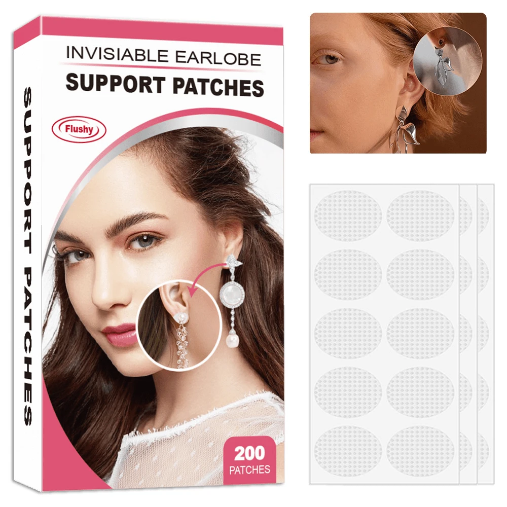 200pcs Transparent Invisible Ear Lobe Protection Stickers For Women, Breathable And Durable Ear Piercing Hole Expansion Prevention Patches - Multicolor - View 1