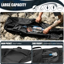 Black Large Capacity Cylindrical Fishing Rod Storage Bag With Adjustable Shoulder Strap, Multi-Slot Waterproof Fishing Gear Carry Case - Black - View 4