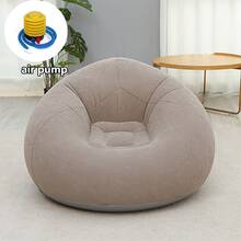 1pc Large Slouchy Inflatable Sofa Chair, Thickened Flocked PVC Bean Bag Lounge Chair, Outdoor Camping Equipment, Picnic, Park, Living Room, Dorm Single Seat, Easy To Inflate And Deflate - Coffee - View 13