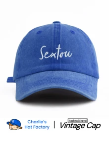 1件中性復古水洗棒球帽「Sextou」個性化刺繡，多款復古色可選，柔軟質感可調節爸爸帽，自信風格社交禮物 - Sextou - 查看 15