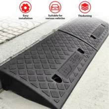 2PCS Kerb Ramps 7cm Height,  Curb Ramp For Cars, Heavy Duty Threshold Ramp For Wheelchairs, Rubber Curb Ram For Driveway, Mobility Scooter/Step,(50x27x7cm) X2 - Black - View 4