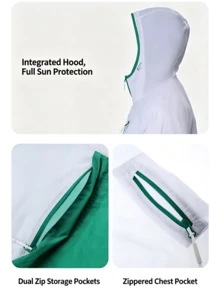 CAMEL CROWN Men & Women Cooling Skin Sun Protection Jacket, UV Blocking Lightweight Sun Shirt - Jade White/Cang Cui Green - View 4