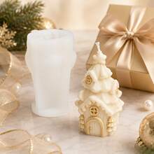 Zhonghui Mold 3D Christmas House Silicone Mold, Snowy Cottage And Gingerbread House Candle Mold For DIY Soap, Resin, Plaster And Holiday Home Decor Crafts - Christmas - View 6