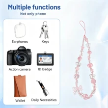 1pc Ethereal Gradient Purple Crystal Phone Lanyard, Star Square Bead Bow Short Strap, Ins Niche Style (Due To Shooting Angle And Magnification, The Actual Size May Differ Slightly From The Photo) - Multicolor - View 4