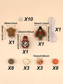 35pcs Silicone Beads And Bead,Thanksgiving Collection 3D Silicone Roast Turkey Shape Beads For Jewelry Making Kits, Thanksgiving Day Gifts - Multicolor - View 2
