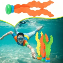 3pcs Colorful Diving Seaweed Swimming Toys, Children's Summer Pool Party Training Floating & Sinking Toss & Catch Diving Rings, Water Toys, Parent-Child Interactive Toys, Swimming Rings, Diving Sticks, Diving Fish, Diving Seaweed - Multicolor - View 4