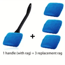 Universal Windshield Cleaning Brush With Detachable Microfiber Pad, Defogging Squeegee, Suitable For Windshield, Rearview Mirror, Car Window, Bathroom Glass And Home Corner Glass Cleaning Tool, Ergonomic Handle, Suitable For Drivers, Car Owners, Families And Commuters - Multicolor - View 8